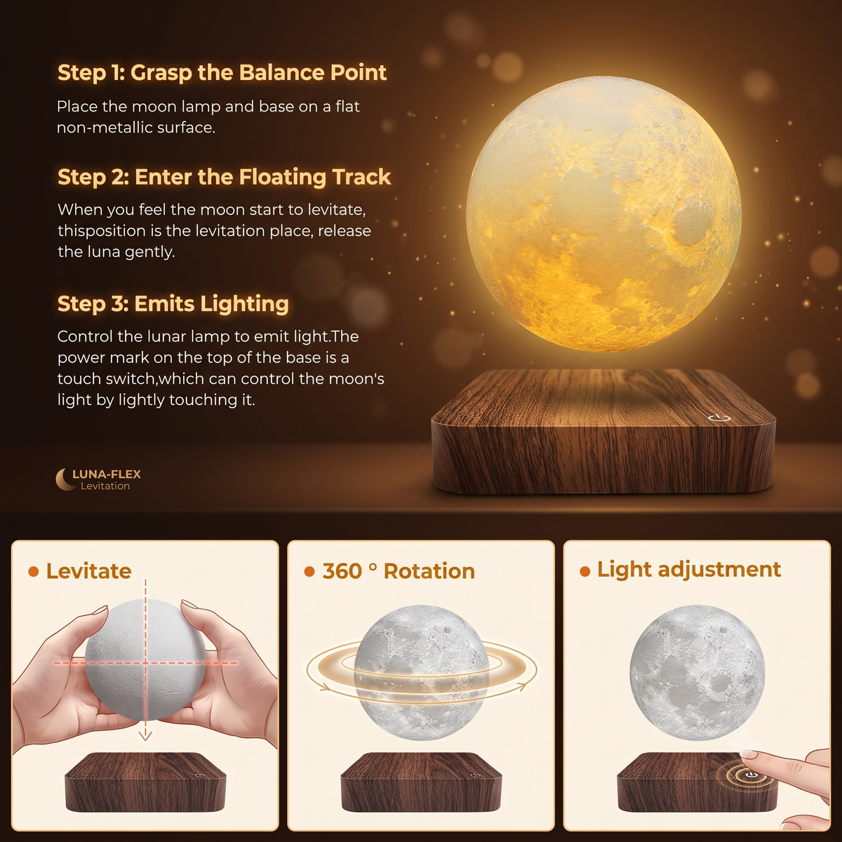 Floating 360° Moon Light